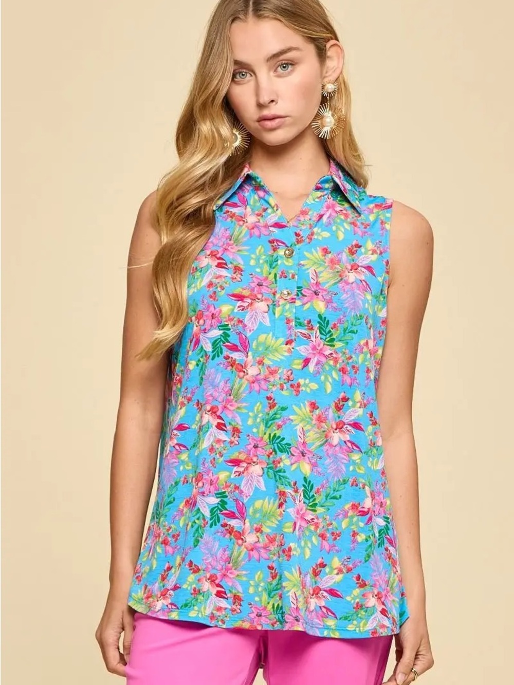 Dear Scarlett Seaspray Tropical Print Top